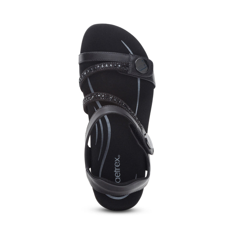 Jess Adjustable Quarter Strap Sandal #color_black sparkle