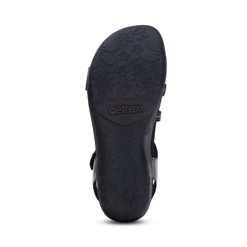 Jess Adjustable Quarter Strap Sandal #color_black sparkle