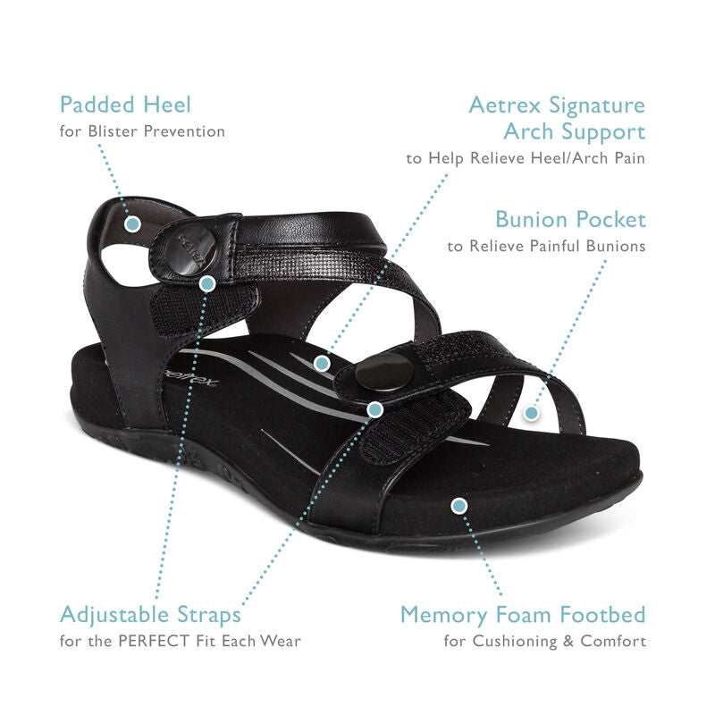 Jess Adjustable Quarter Strap Sandal #color_black