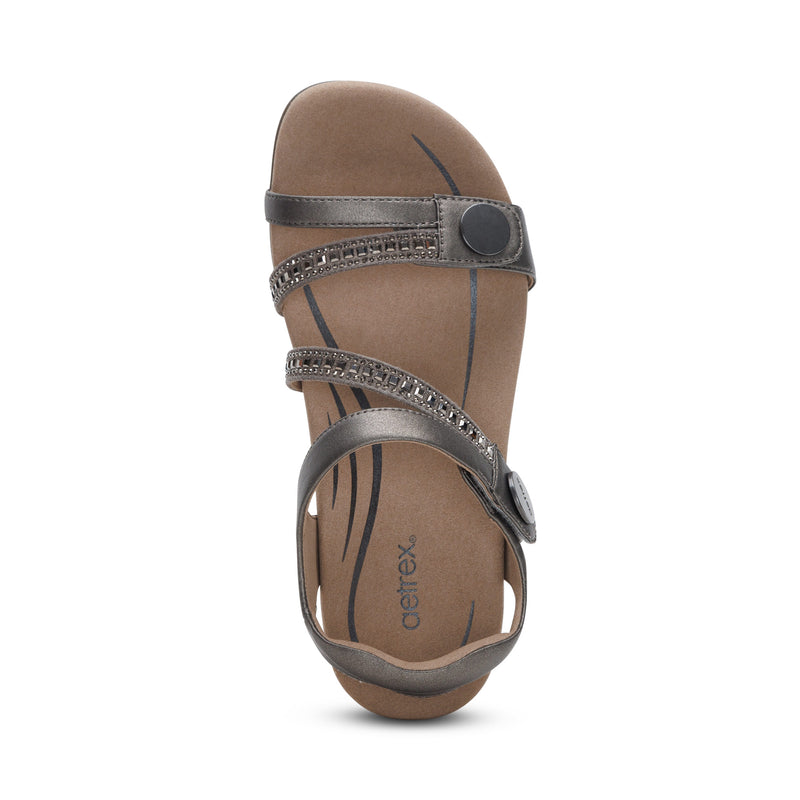 Jess Adjustable Quarter Strap Sandal #color_pewter-sparkle