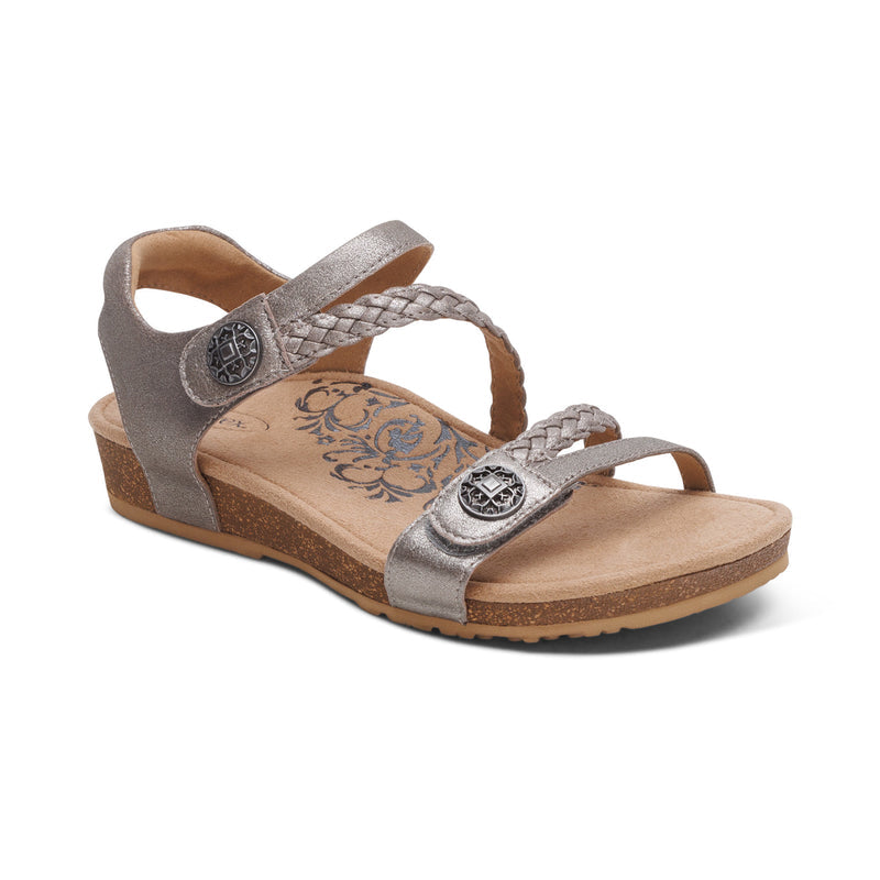 Jillian Braided Quarter Strap Sandal #color_brushed-silver