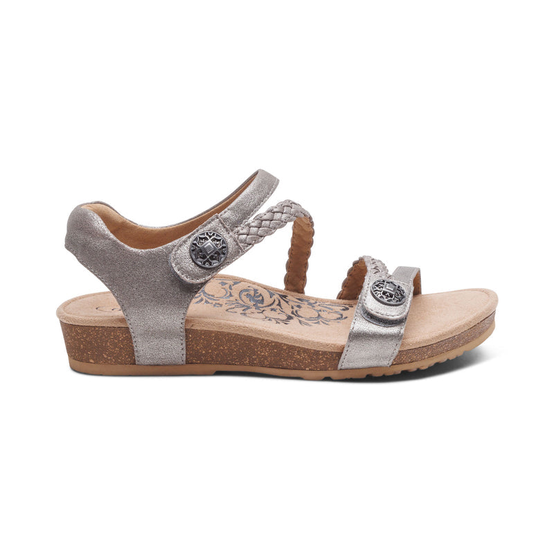 Jillian Braided Quarter Strap Sandal #color_brushed-silver