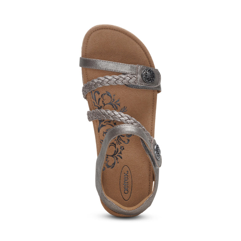 Jillian Braided Quarter Strap Sandal #color_brushed-silver