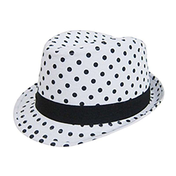 Junior Black and White Polka Dot Fedora Hat - Boardwalk Style Hats Fedora Hat Boardwalk Style Hats 2101-55 White S (55 cm)
