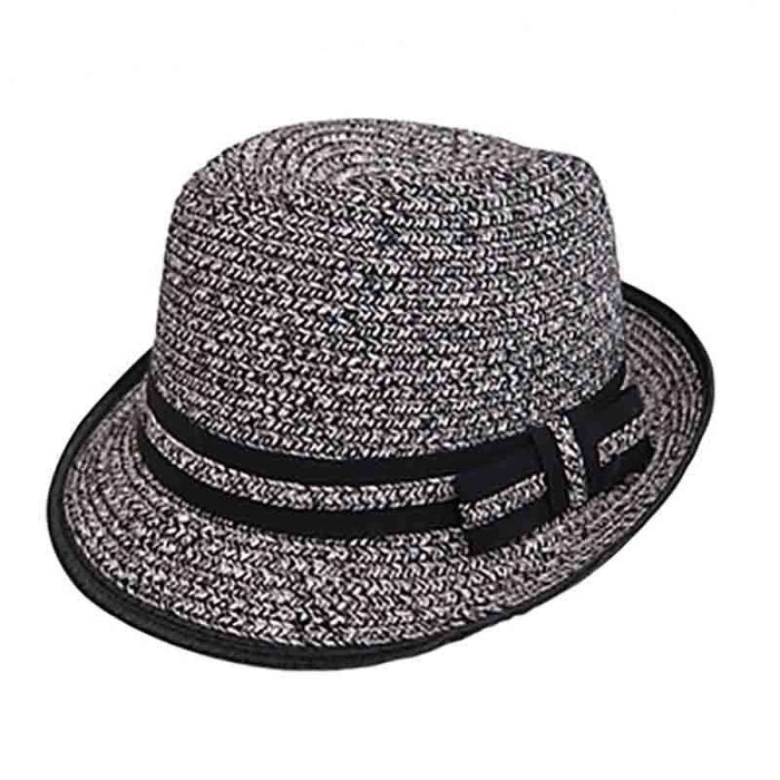 Junior Tweed Straw Fedora Hat - Boardwalk Style Hats Fedora Hat Boardwalk Style Hats da2105-53 Grey XS (53 cm)