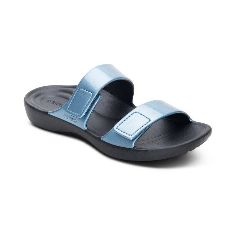 Kaia Two Band Slide #color_blue pearlized