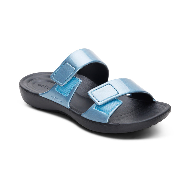 Kaia Two Band Slide #color_blue pearlized