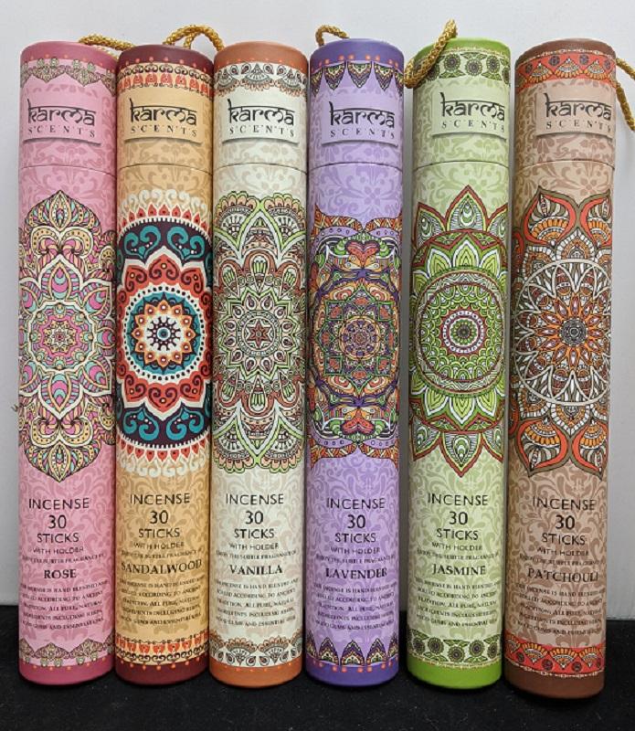 Karma Scents – 30 Incense Sticks with Wooden Holder