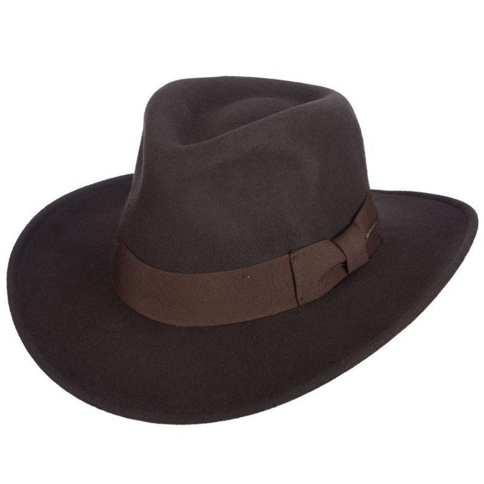 Katanga Crushable Wool Felt Outback Hat - Indiana Jones Hat Safari Hat Indiana Jones Hats IJ559-BRN2 Brown Medium
