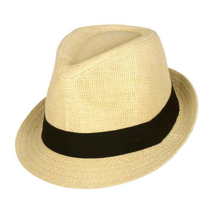 Kid's Straw Summer Fedora Hat - Milani Hats Fedora Hat Milani Hats KFD107nts Natural S/M (49 cm)