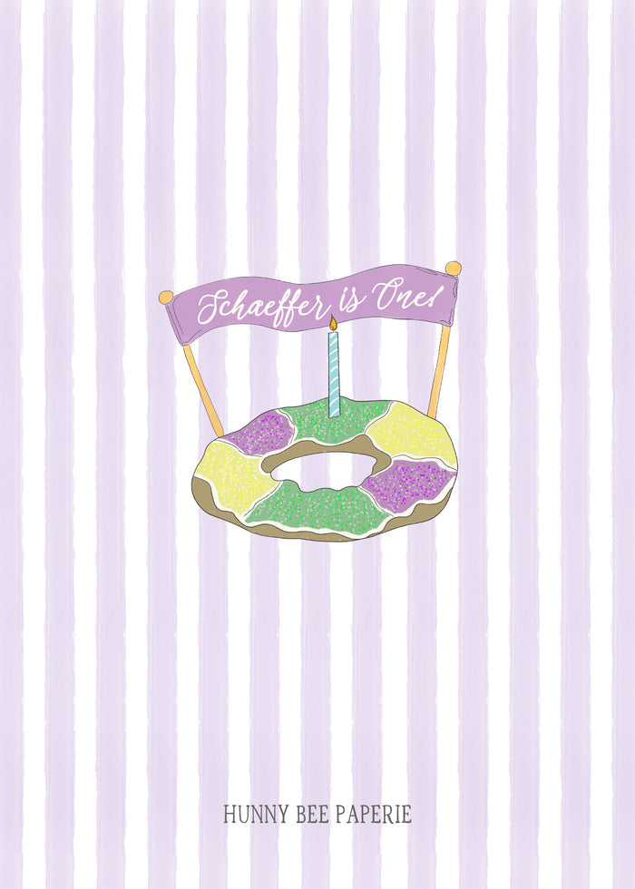 King Cake Mardi Gras Birthday Invitation