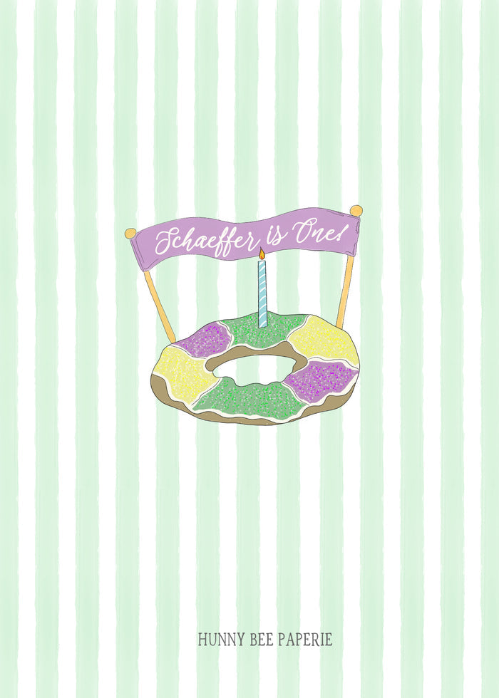 King Cake Mardi Gras Birthday Invitation