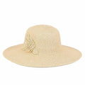 Kinsley Crochet Flower Accented Summer Floppy Hat - Sun 'N' Sand Hats Wide Brim Sun Hat Sun N Sand Hats HH2295A nt Natural Medium (57 cm)