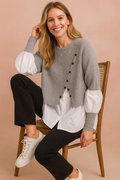 Klaudia | Fashionable layered sweater with a shirt effect