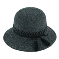 Knit Cloche Hat with Thin Leatherette Tassel Tie - Jeanne Simmons Cloche Jeanne Simmons Accessories JS7264 Charcoal M/L (58 cm)