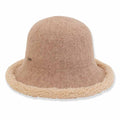 Knit Cloche with Berber Trim - Adora® Wool Hat Cloche Adora Hats AD1337B Tan M/L (57-58 cm)
