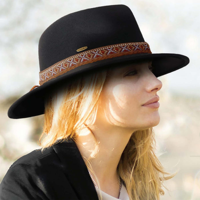 Knit Wool Safari Hat with Metallic Woven Band - Adora® Hats Safari Hat Adora Hats