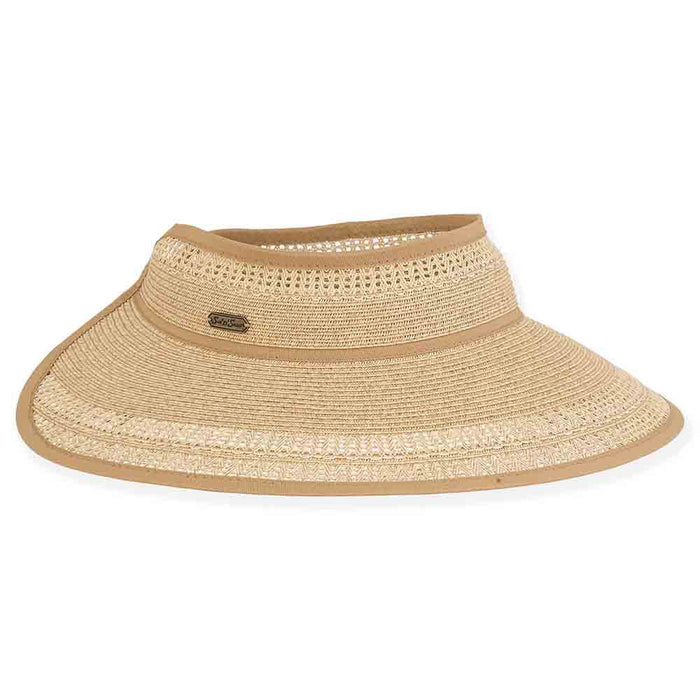 Lace Edge Straw Wrap Around Visor Hat - Sun 'N' Sand Hats Visor Cap Sun N Sand Hats HH2889A Natural OS