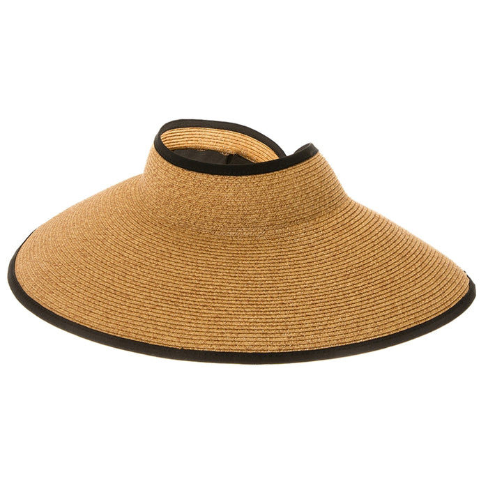 Large Roll Up Sun Visor with Contrast Trim - Boardwalk Hats Visor Cap Boardwalk Style Hats