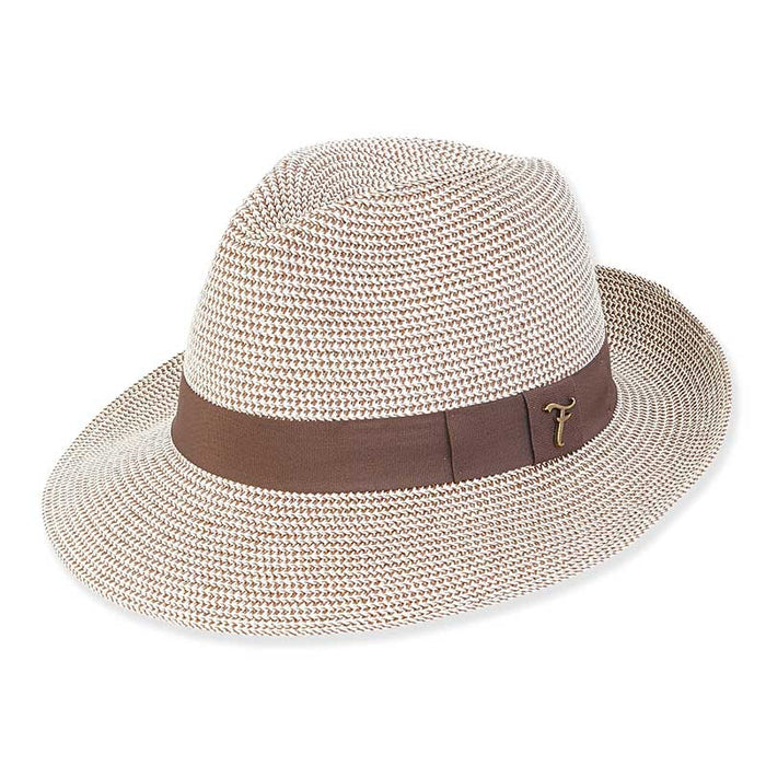 Large Size Two Tone Fedora Hat - Tidal Tom™ Fedora Hat Tidal Tom HTT1038A-ML Brown M/L (23 1/4")