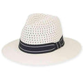 Leeds Black and White Open Weave Safari Hat - Sun 'N' Sand Hats Safari Hat Sun N Sand Hats HH1865A wh White M (57 cm)