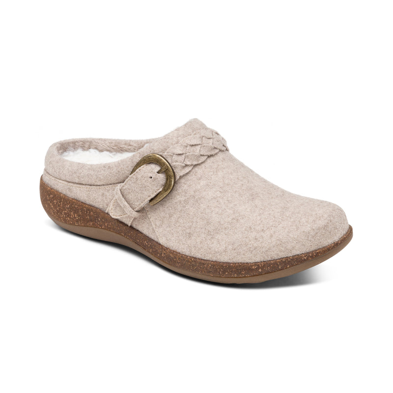 Libby Wool Clog #color_oatmeal wool