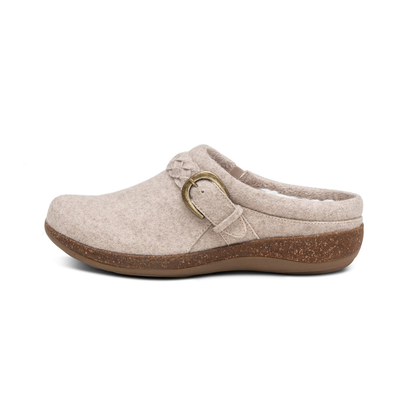 Libby Wool Clog #color_oatmeal wool