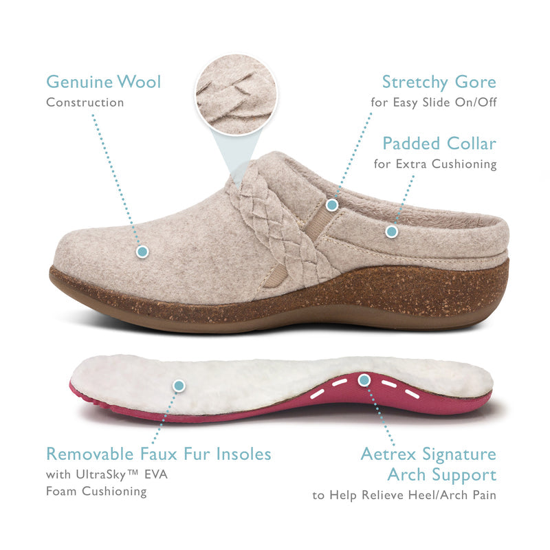 Libby Wool Clog #color_oatmeal wool