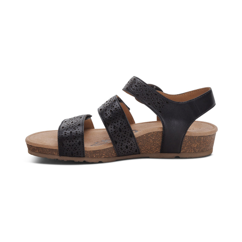 Lilly Adjustable Quarter Strap Sandal #color_black-cutout