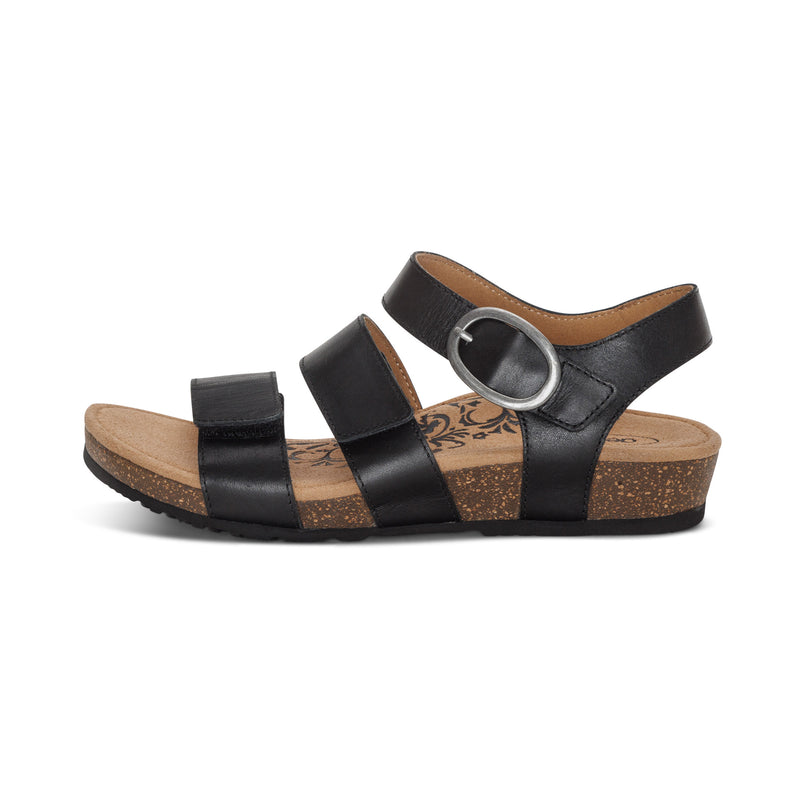 Lilly Adjustable Quarter Strap Sandal #color_black
