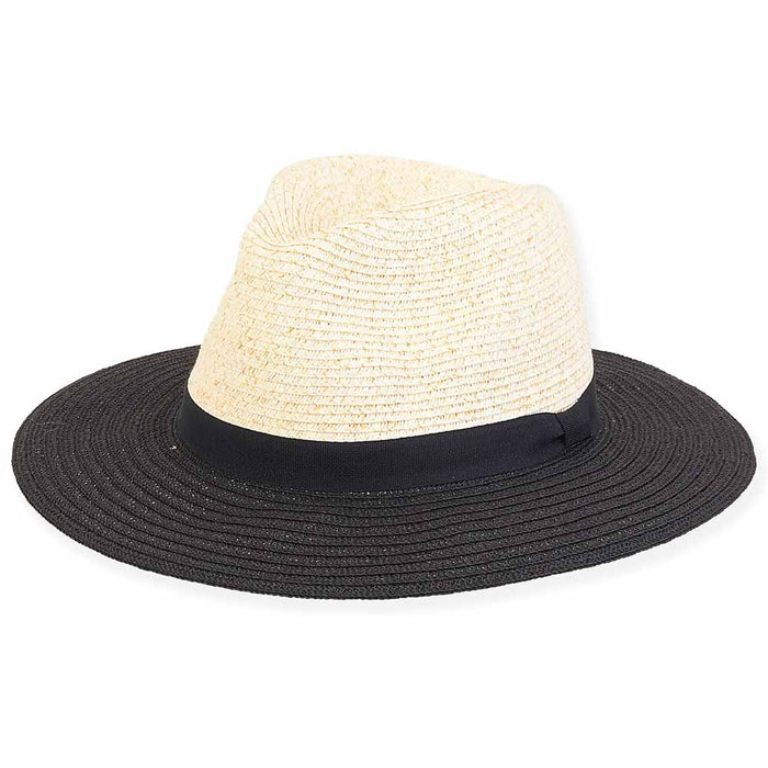 Lily Two Tone Black and Natural Straw Safari - Sunny Dayz™ Safari Hat Sun N Sand Hats HK439 Natural Small (54 cm)