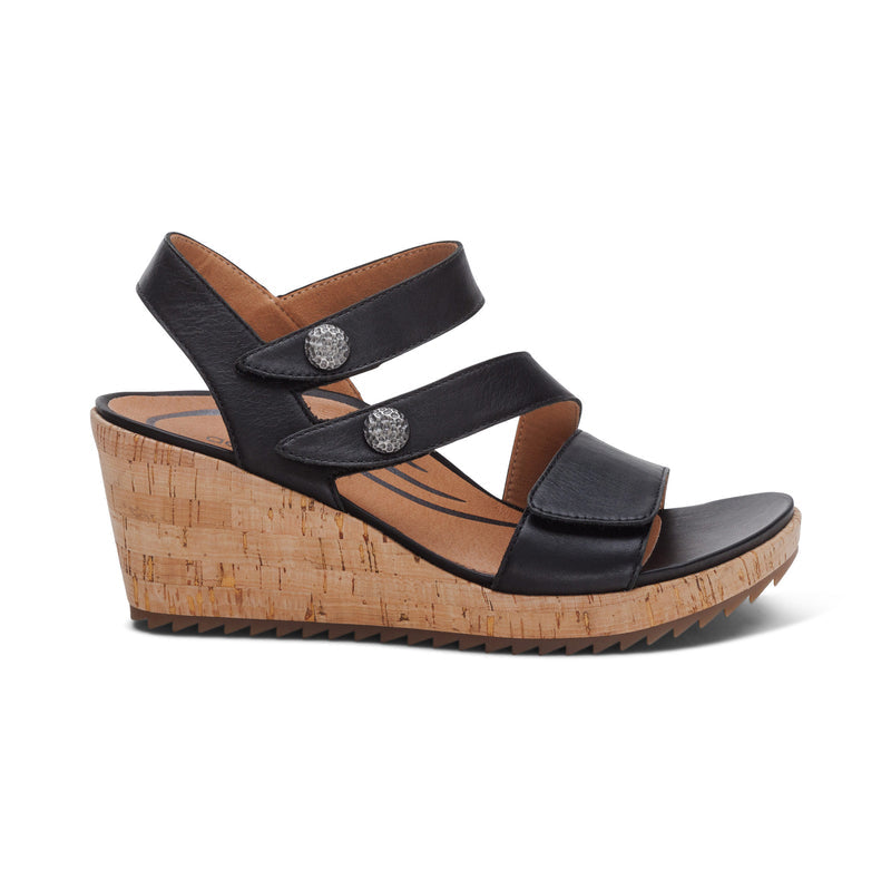 Madelyn Quarter Strap Wedge  #color_black