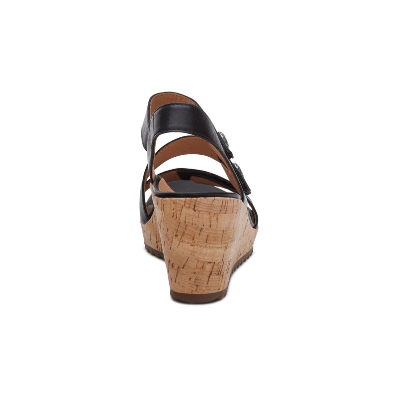 Madelyn Quarter Strap Wedge  #color_black