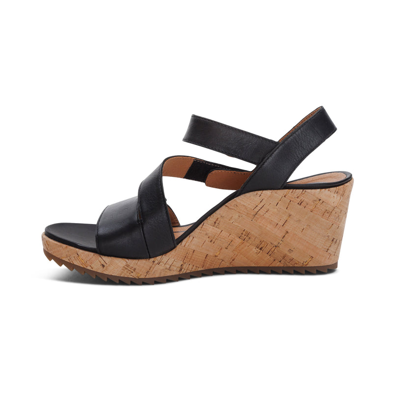 Madelyn Quarter Strap Wedge  #color_black
