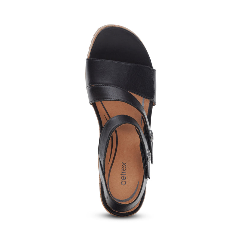 Madelyn Quarter Strap Wedge  #color_black