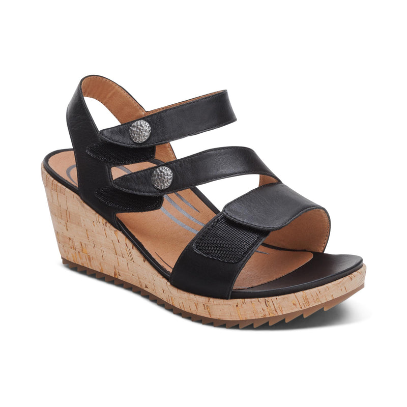 Madelyn Quarter Strap Wedge  #color_black