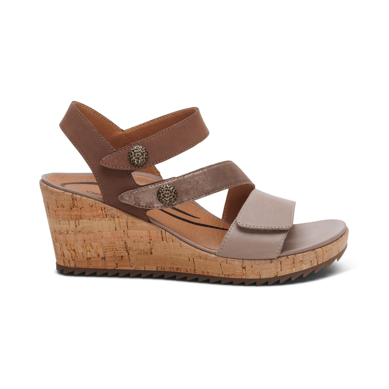 Madelyn Quarter Strap Wedge  #color_taupe multi