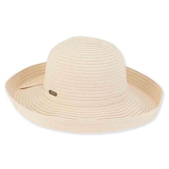 Maisie Up Brim Ribbon Sun Hat - Sun 'N' Sand Hats Kettle Brim Hat Sun N Sand Hats hh2201c wh Beige Medium (57 cm)
