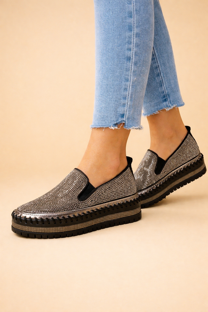 Martina | Women’s Casual Slip-On Sneakers with Rhinestone Detail and All-Day Comfort