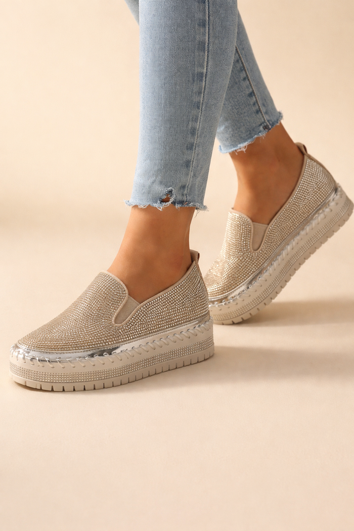 Martina | Women’s Casual Slip-On Sneakers with Rhinestone Detail and All-Day Comfort