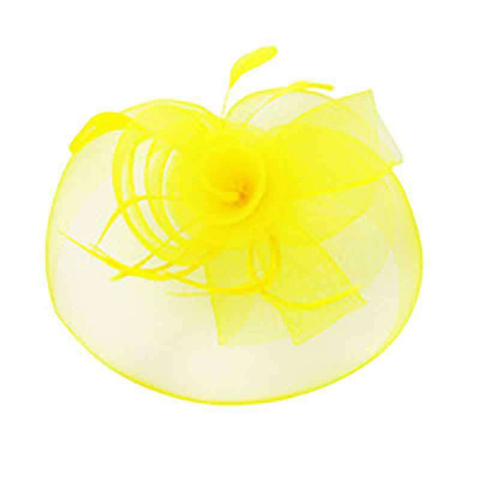 Mesh Veil Loopy Flower Fascinator Fascinator Something Special LA HTH2119YW Yellow