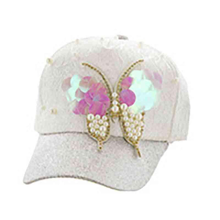Metallic Butterfly Baseball Cap Cap Something Special LA  Silver