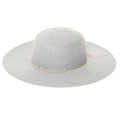 Metallic Shimmer Sun Hat with String of Beads - Boardwalk Style Wide Brim Sun Hat Boardwalk Style Hats DA1316-SIL Silver OS (57 cm)