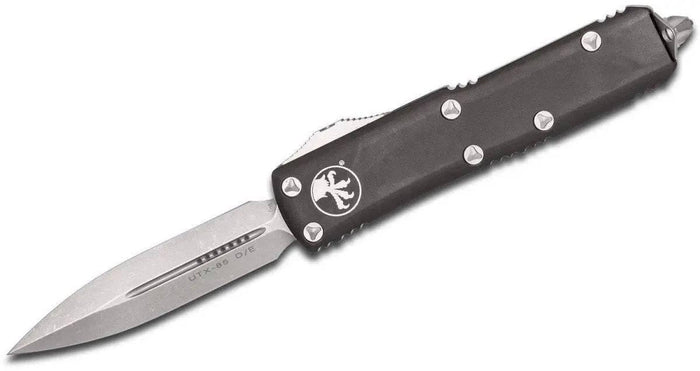 Microtech UTX-85 OTF Knife 3" Apoc D/E, Black Handles 232-10AP - NORTH RIVER OUTDOORS