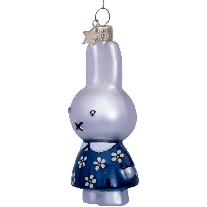 Miffy In Blue Flower Dress Glass Ornament