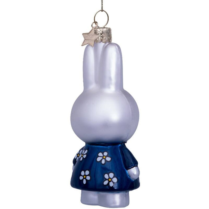 Miffy In Blue Flower Dress Glass Ornament