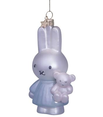 Miffy with Bear in Baby Blue Dress Glass Ornament