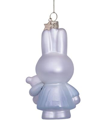 Miffy with Bear in Baby Blue Dress Glass Ornament