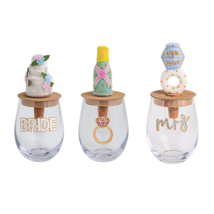 Mud Pie - Stemless Wine Glass Set - Bridal - Findlay Rowe Designs