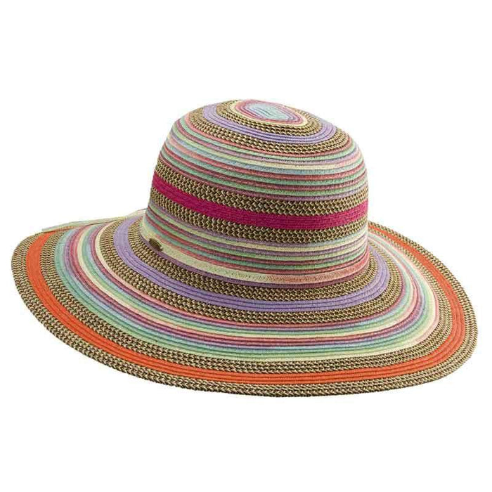 Multicolor Striped Braided Sun Hat - Scala Collezione Floppy Hat Scala Hats lp125PP Purple